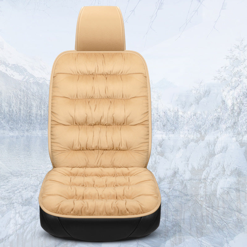 Thick Crystal Velvet Washable Human Pet Car Seat Cover, Beige - Full Seat