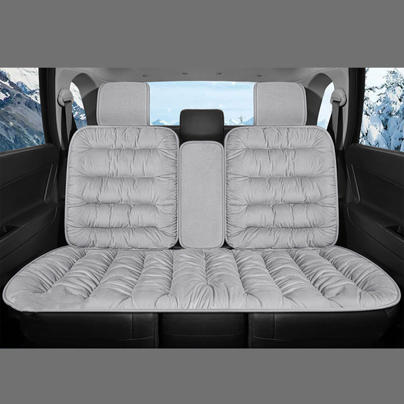 Thick Crystal Velvet Washable Human Pet Car Seat Cover, Grey - Rear Seat