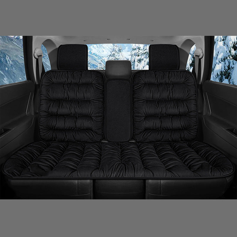 Thick Crystal Velvet Washable Human Pet Car Seat Cover, Black - Rear Seat