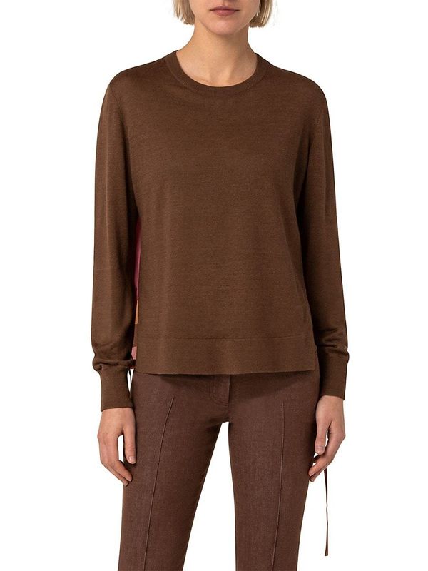Women's Knit Crewneck Sweater - Chestnut Brown