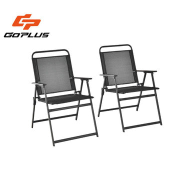 Goplus Heavy-Duty Folding Patio Chairs (Set of 2)