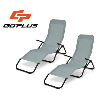 Goplus 2 PCS Patio Folding Lounge Chair Rocker Zero Gravity Sun