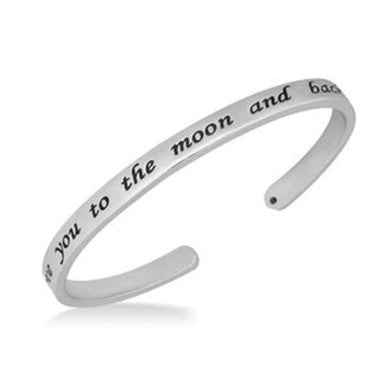 "I Love You To The Moon and Back" Moonstone Cuff Bracelet