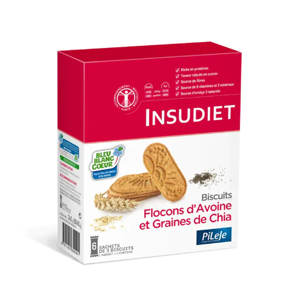 Insudiet Biscuits à l'Avoine et aux Graines de Chia 6 sachets