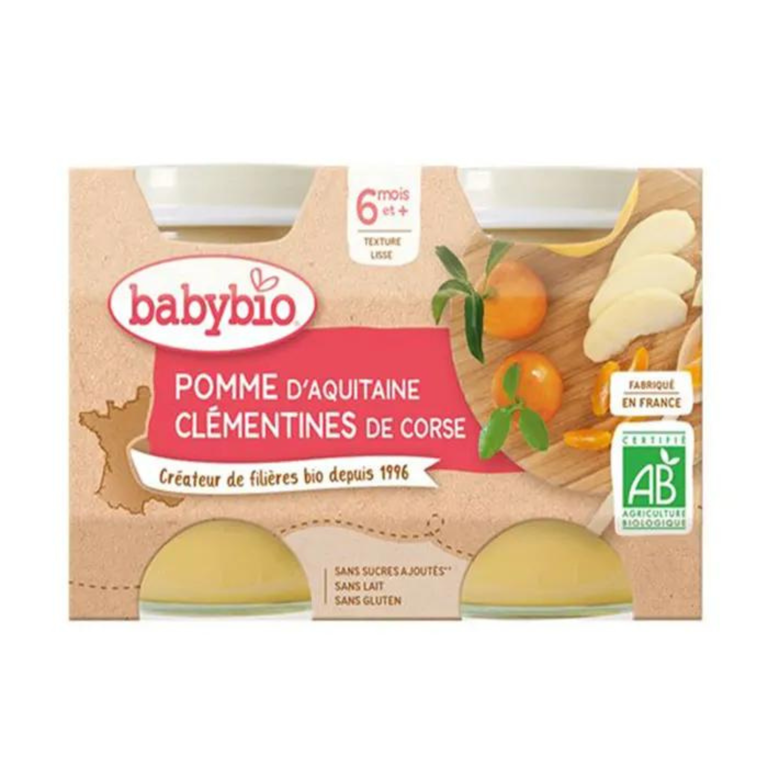 Pots de fruits Babybio - 4 mois et plus - Poire - BIO 2x130 g