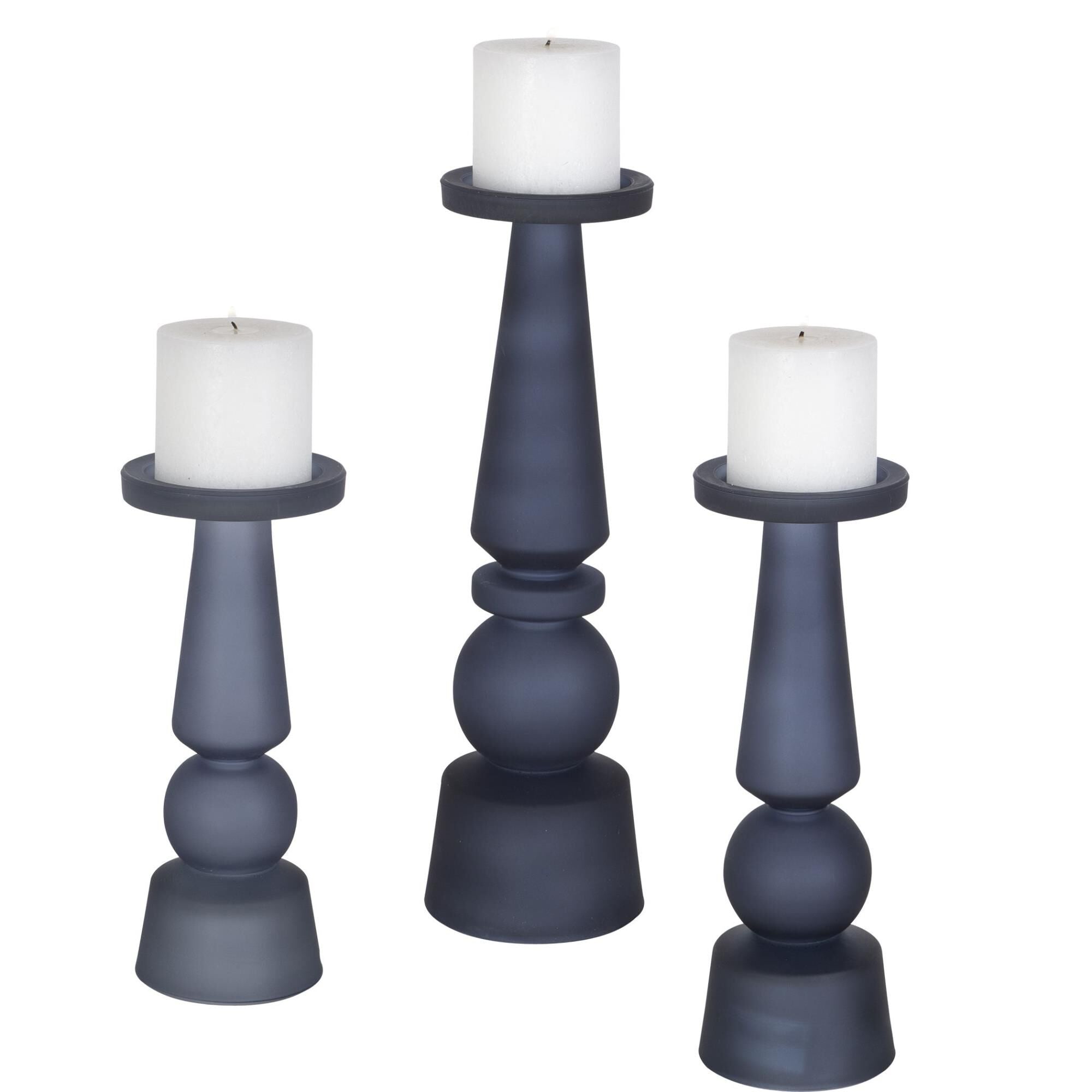 Uttermost Uttermost Cassiopeia Blue Glass Candleholders, S-3 Candle Holder Cassiopeia - 17779