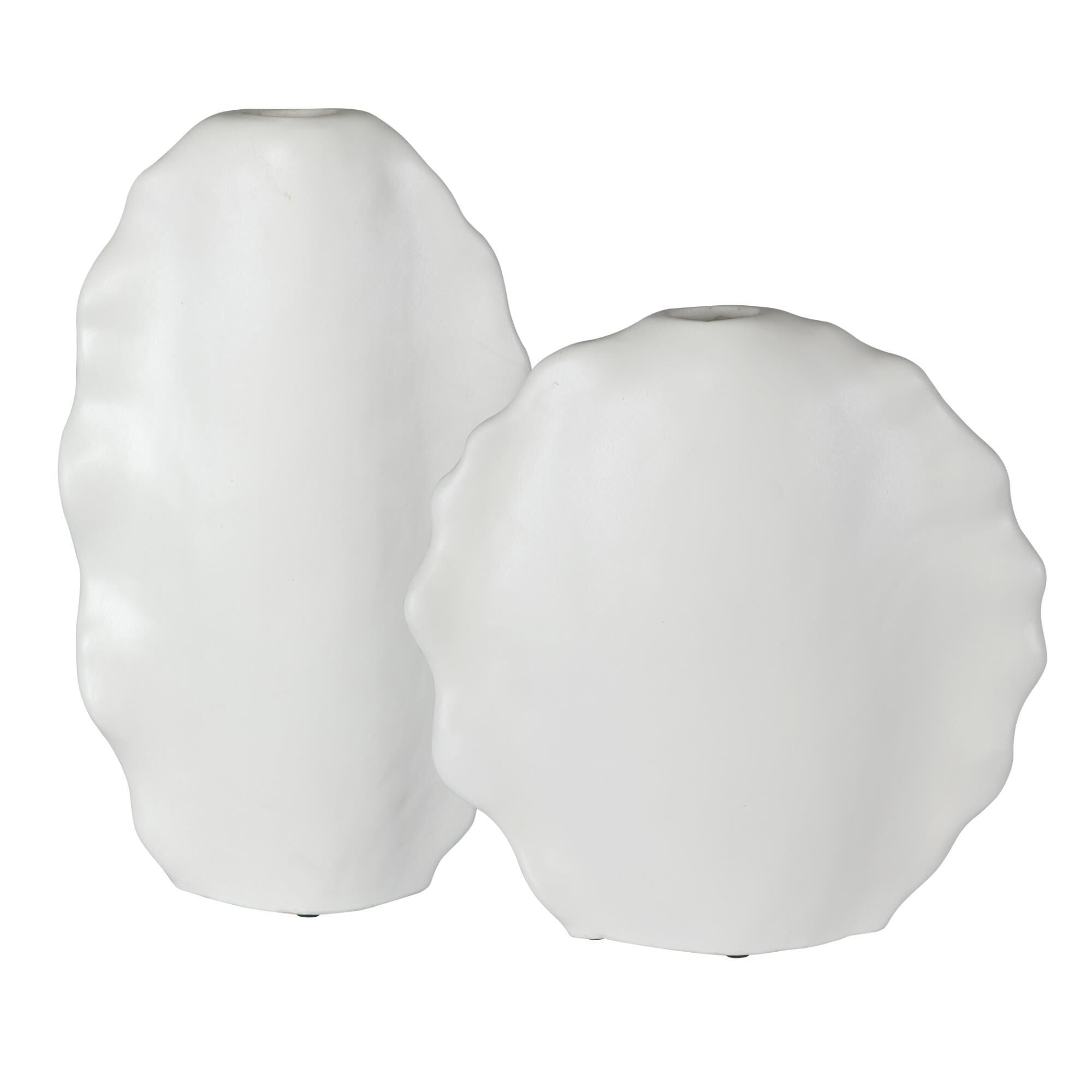 Uttermost Uttermost Ruffled Feathers Modern White Vases, S-2 Vase-Urn Ruffled - 17963 - Modern Contemporary