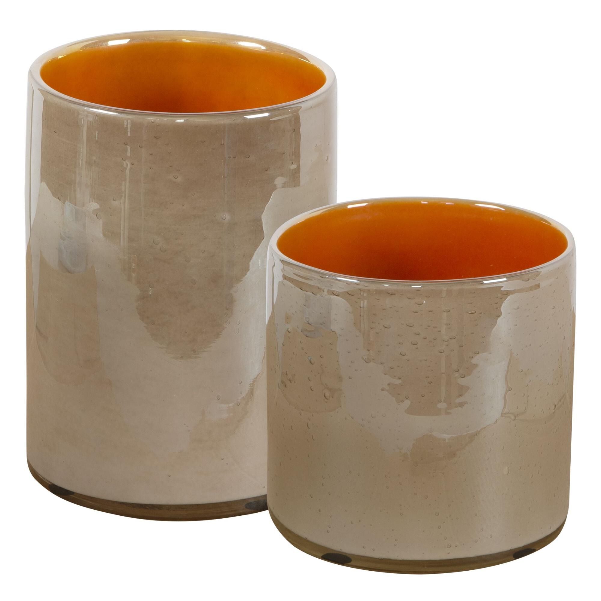 Uttermost Uttermost Tangelo Beige Orange Vases, S-2 Vase-Urn Tangelo - 17976 - Transitional