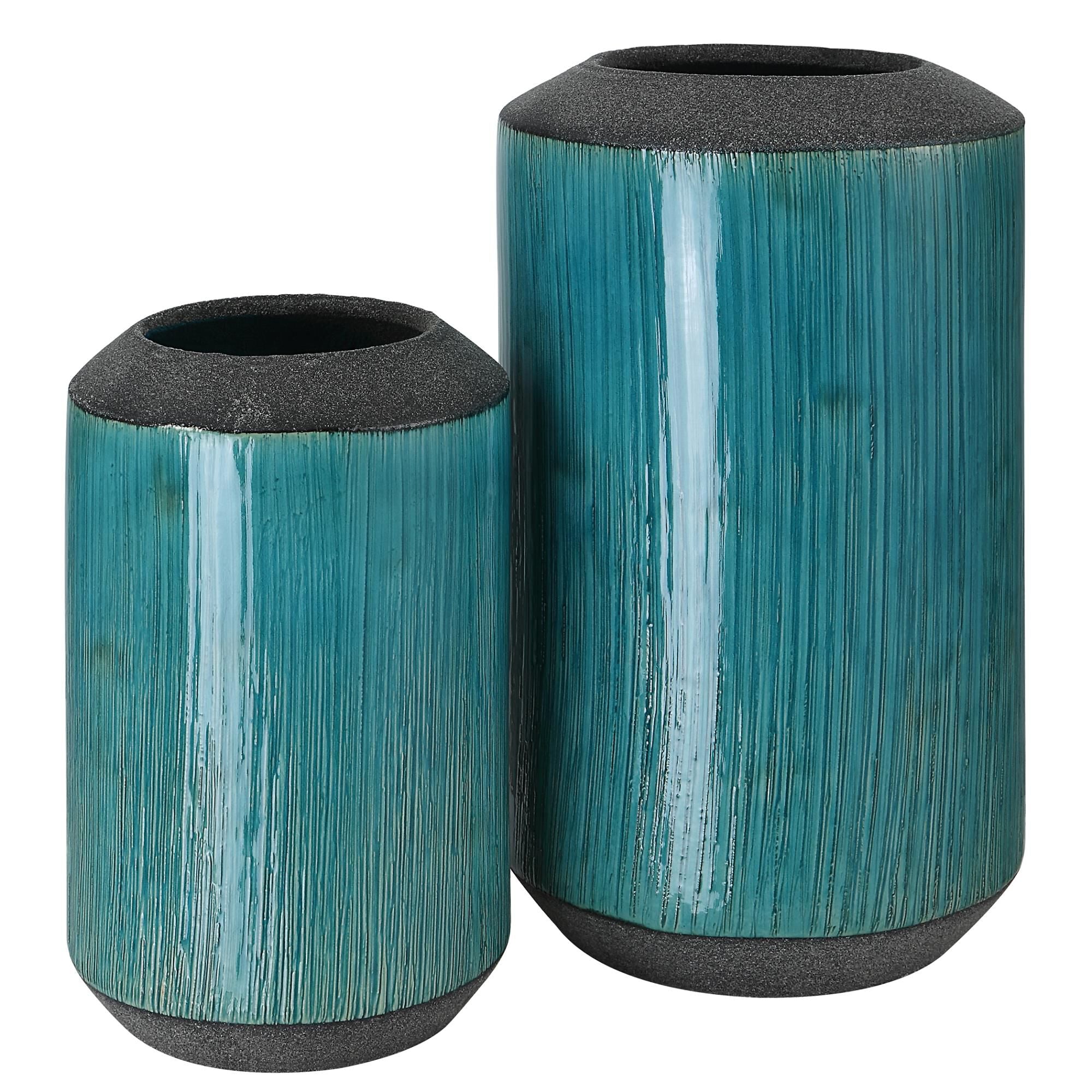 Uttermost Uttermost Maui Aqua Blue Vases, S-2 Vase-Urn Maui - 18064 - Modern Contemporary