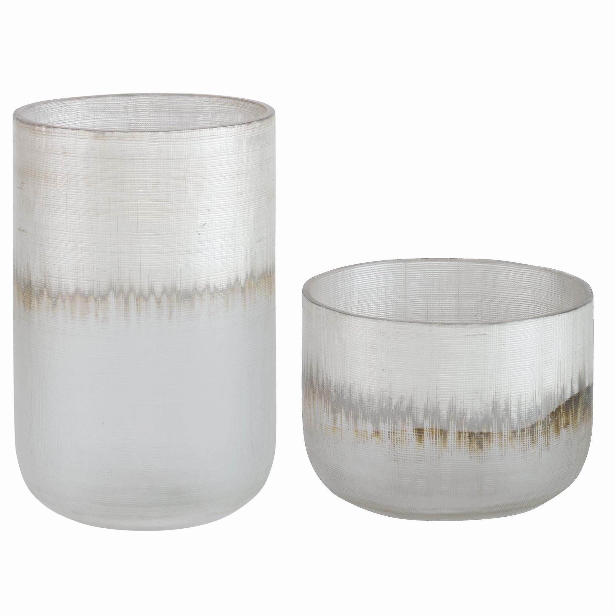 Uttermost Uttermost Frost Silver Drip Glass Vases, Set-2 Vase-Urn Frost - 18071 - Modern Contemporary