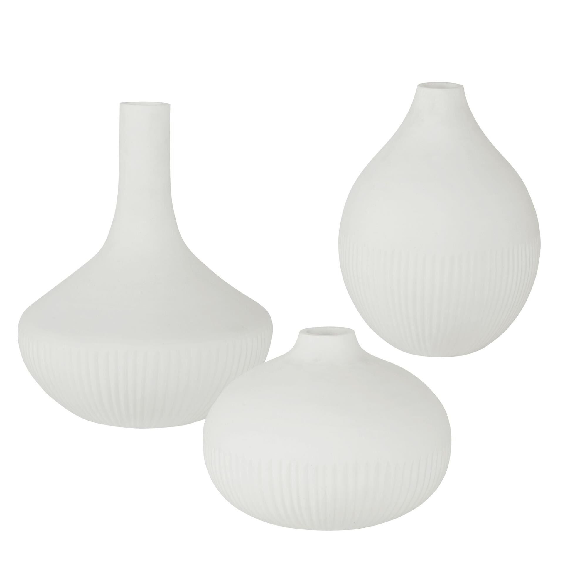 Uttermost Uttermost Apothecary Satin White Vases, Set-3 Vase-Urn Apothecary - 18072 - Modern Contemporary