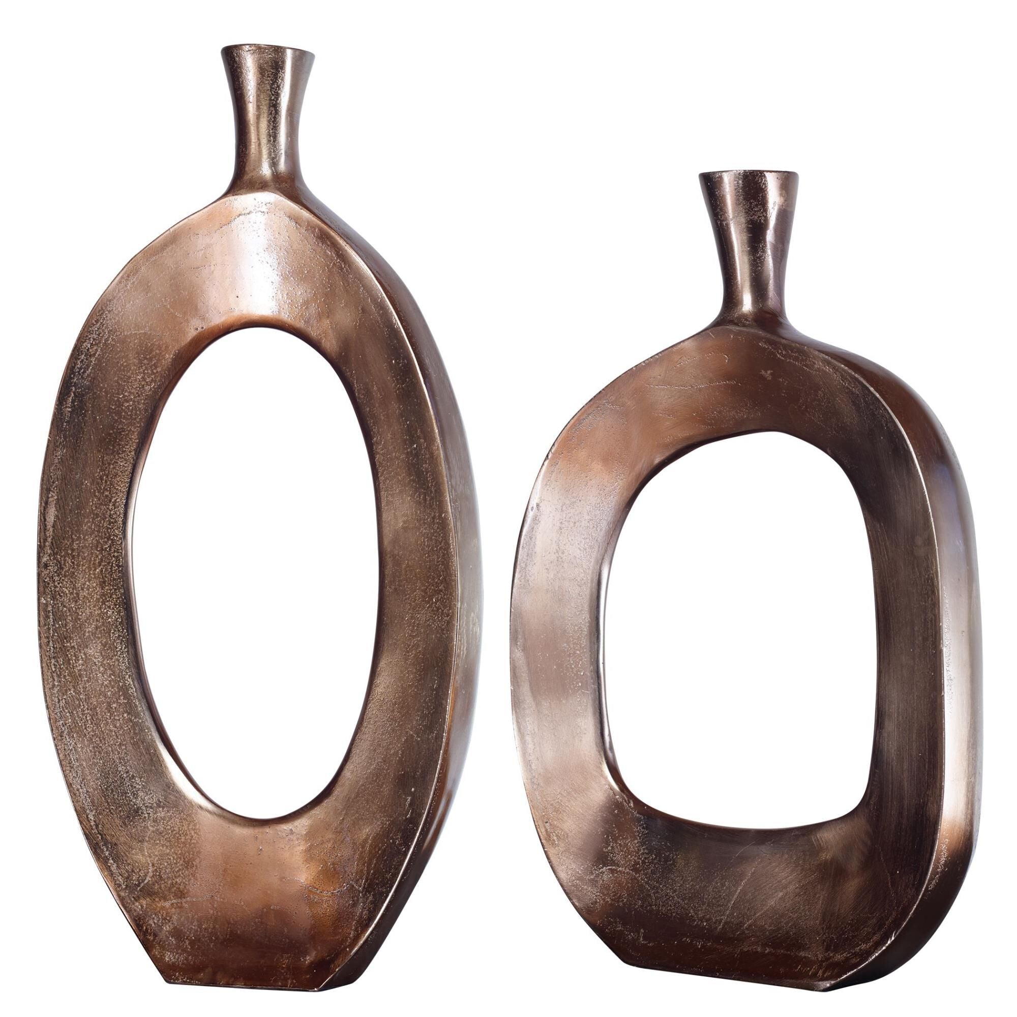 Uttermost Uttermost Kyler Textured Bronze Vases Set-2 Vase-Urn Kyler - 18965