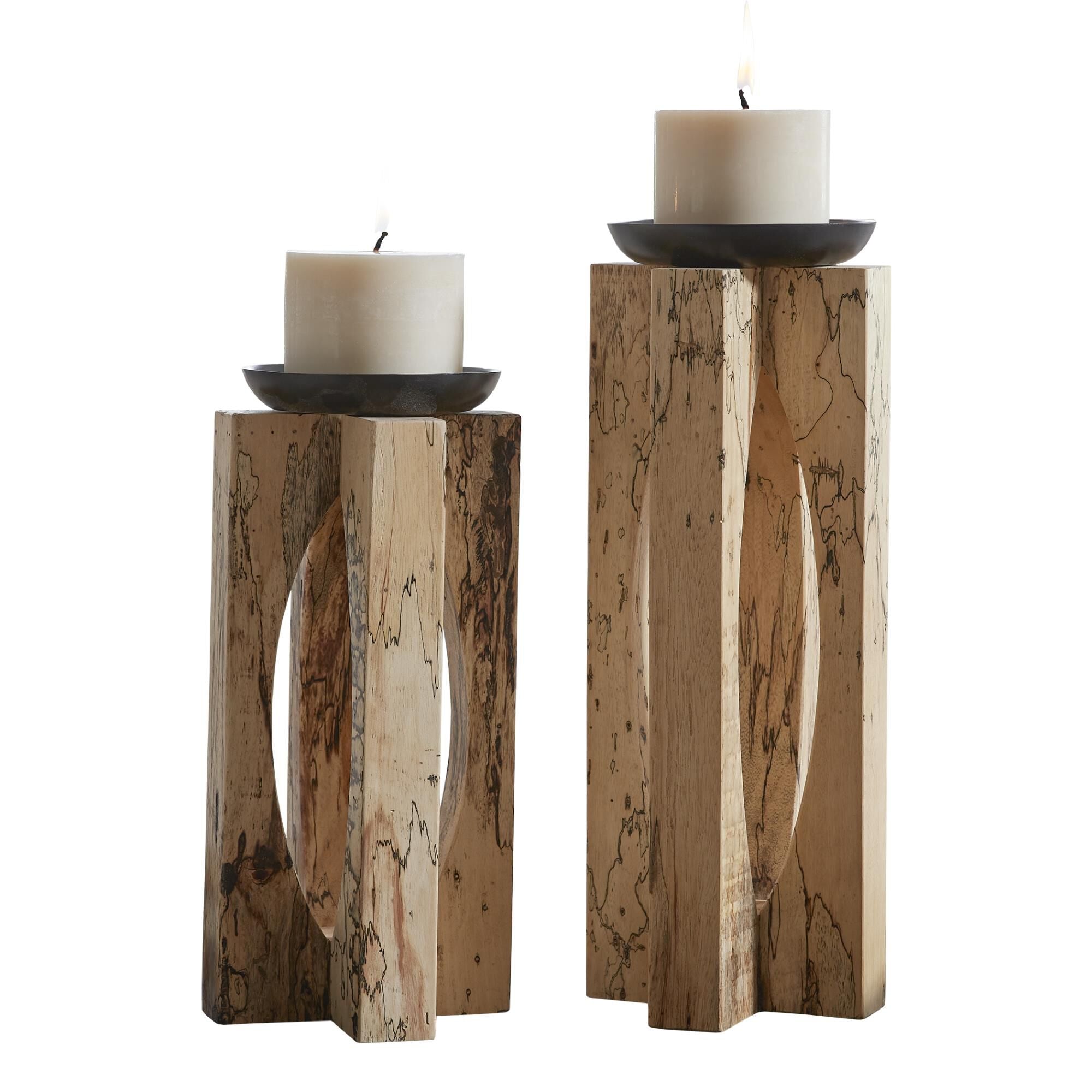 Uttermost Uttermost Ilva Wood Candleholders Set-2 Candle Holder Ilva - 18074 - Modern Contemporary