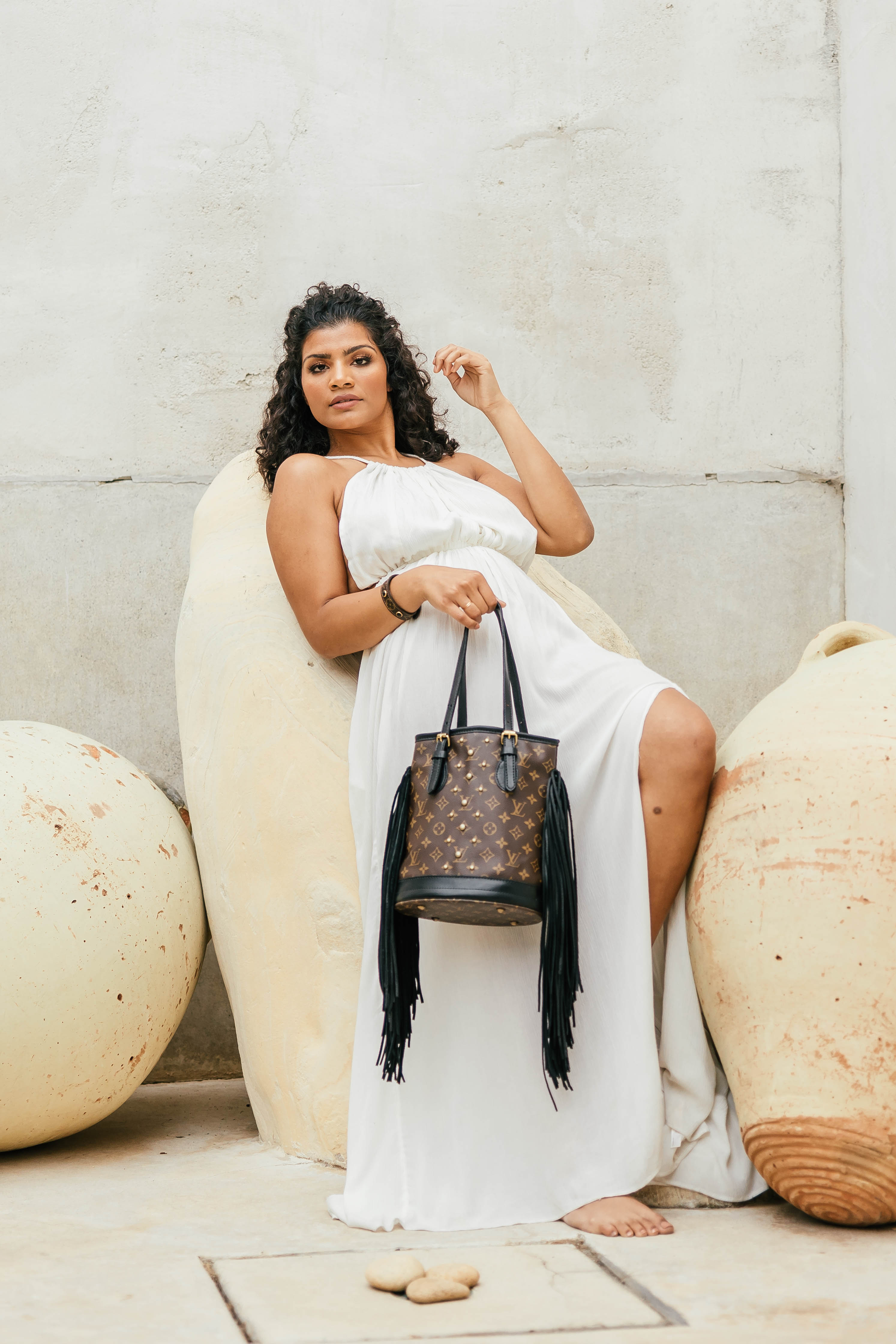 Petit French Tote with Studs - Black