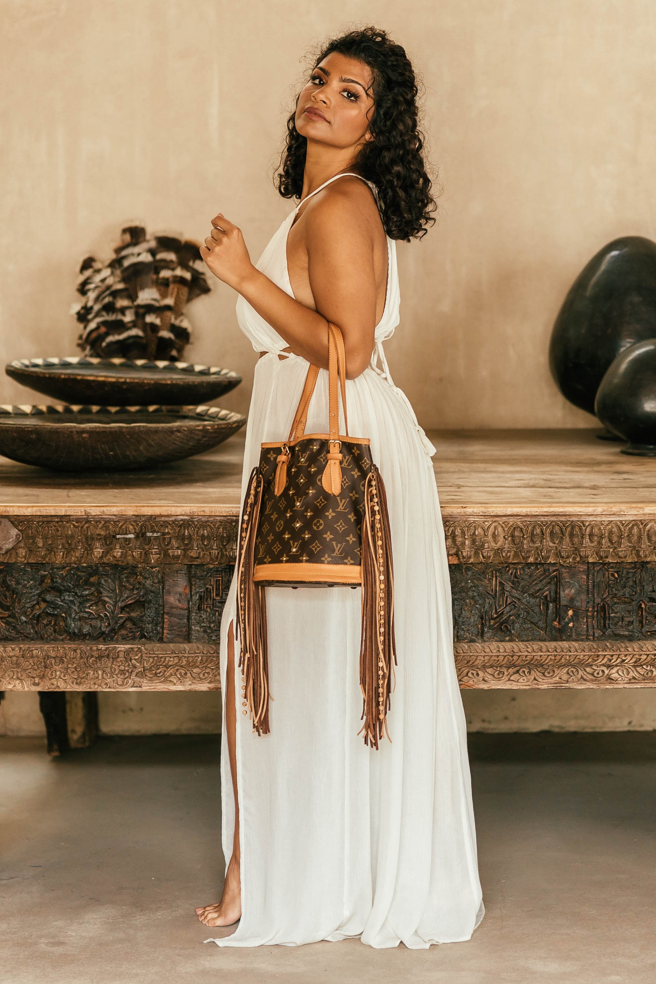 Petit French Tote with Studs - Dirty Blonde