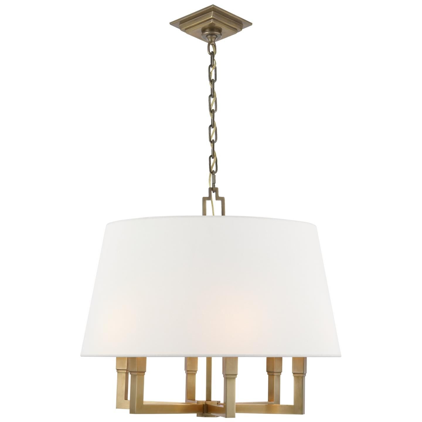 Visual Comfort Signature Collection Chapman & Myers Square Tube 24 Inch 6 Light Chandelier Square Tube - SL 5820HAB-L - Transitional