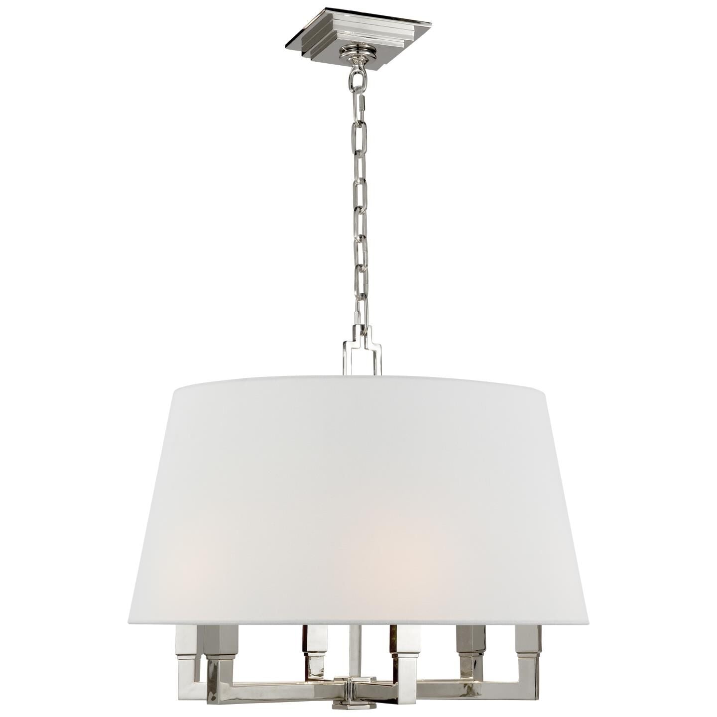 Visual Comfort Signature Collection Chapman & Myers Square Tube 24 Inch 6 Light Chandelier Square Tube - SL 5820PN-L - Transitional