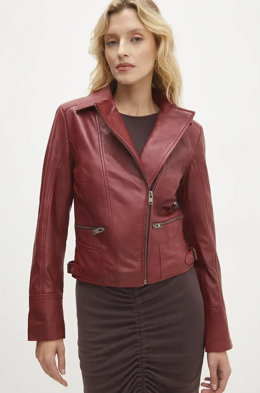 Usnjena biker jakna Answear.LAB ženska, rdeča barva