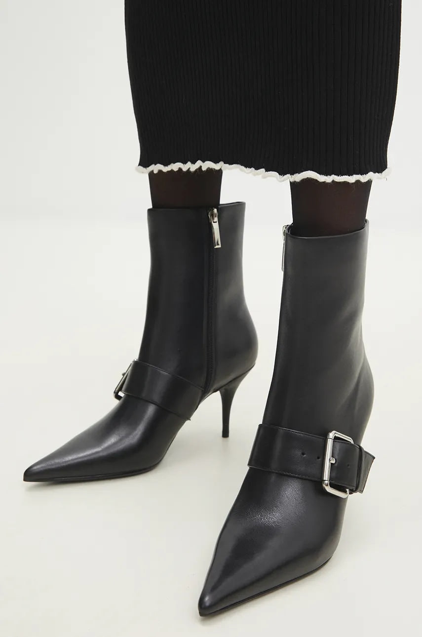 Kožne gležnjače Answear.LAB za žene, boja: crna, s tankom potpeticom