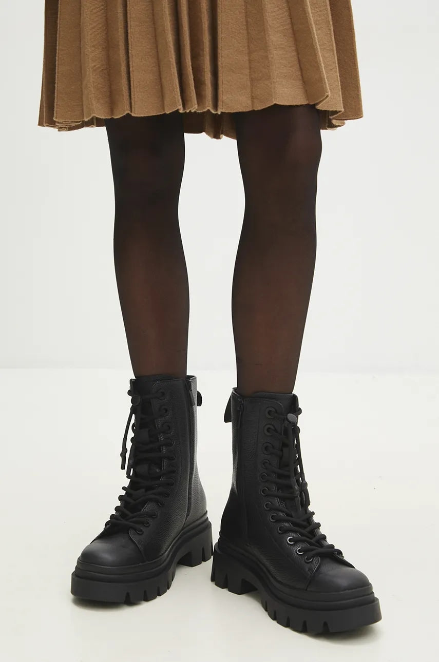 Kožne čizme Answear.LAB za žene, boja: crna, s platformom, sa srednje toplom podstavom