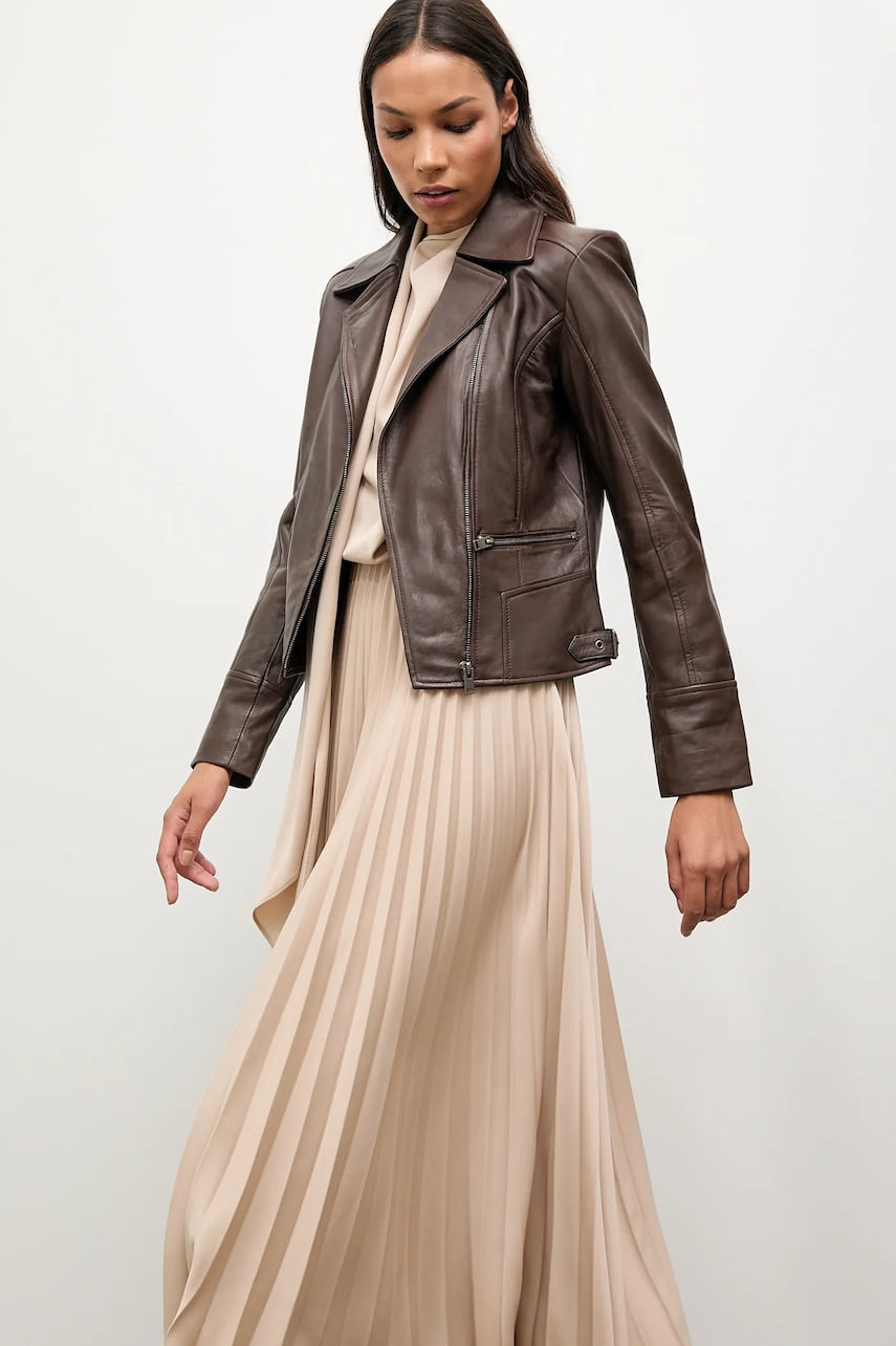 Usnjena biker jakna Answear.LAB rjava barva