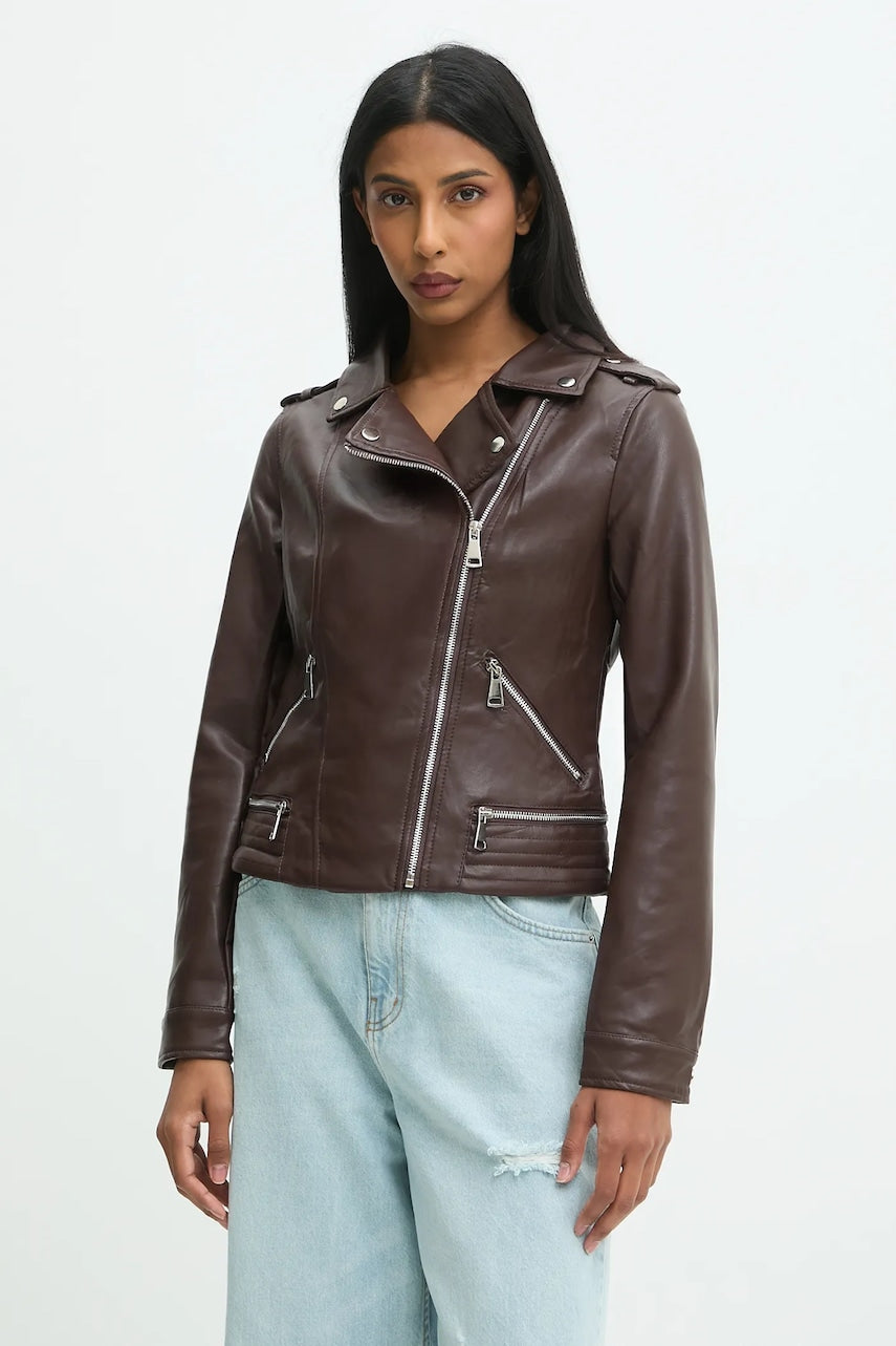 Biker jakna Answear.LAB rjava barva