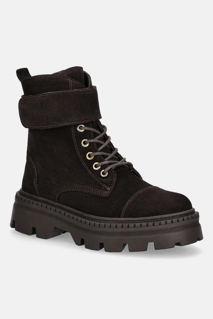 Čizme od brušene kože Answear.LAB boja: smeđa, s platformom, sa srednje toplom podstavom