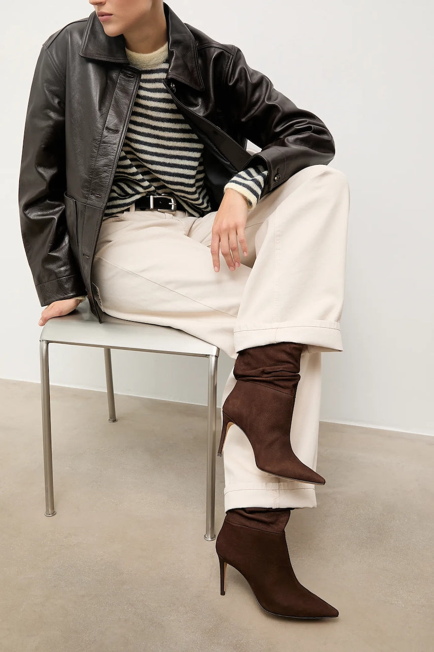 Gležnječe od brušene kože Answear.LAB boja: smeđa, s tankom potpeticom