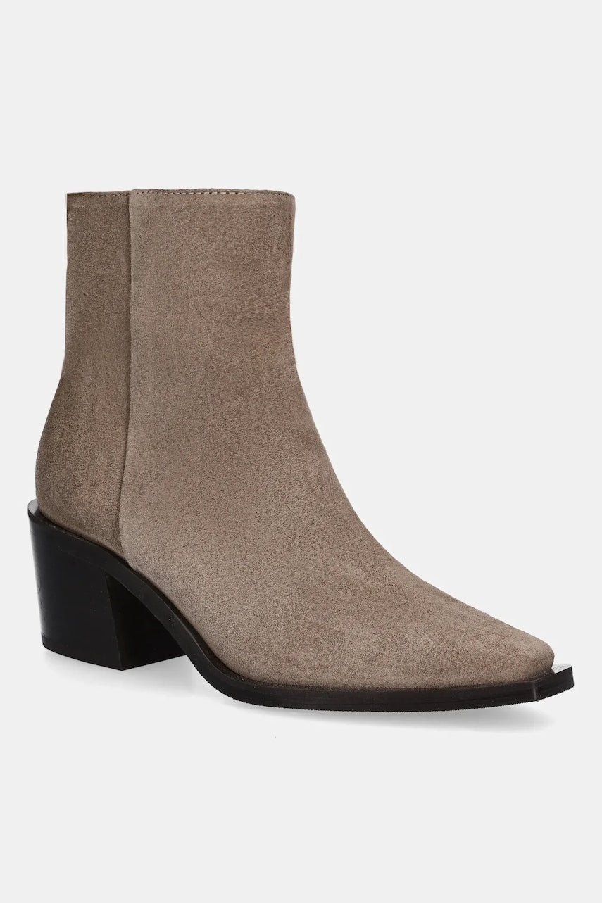 Gležnječe od brušene kože Answear.LAB boja: bež, s debelom potpeticom, sa srednje toplom podstavom