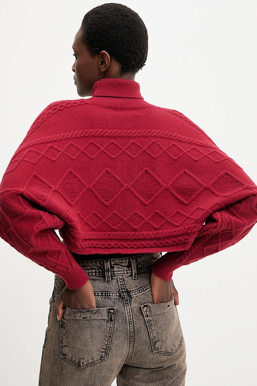 Pulover s kašmirom Answear.LAB boja: crvena, tople, s dolčevitom