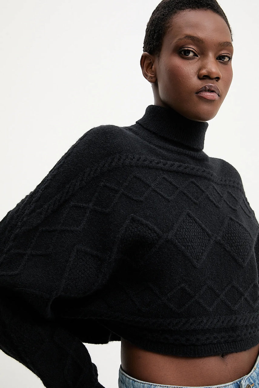Pulover s kašmirom Answear.LAB boja: crna, tople, s dolčevitom