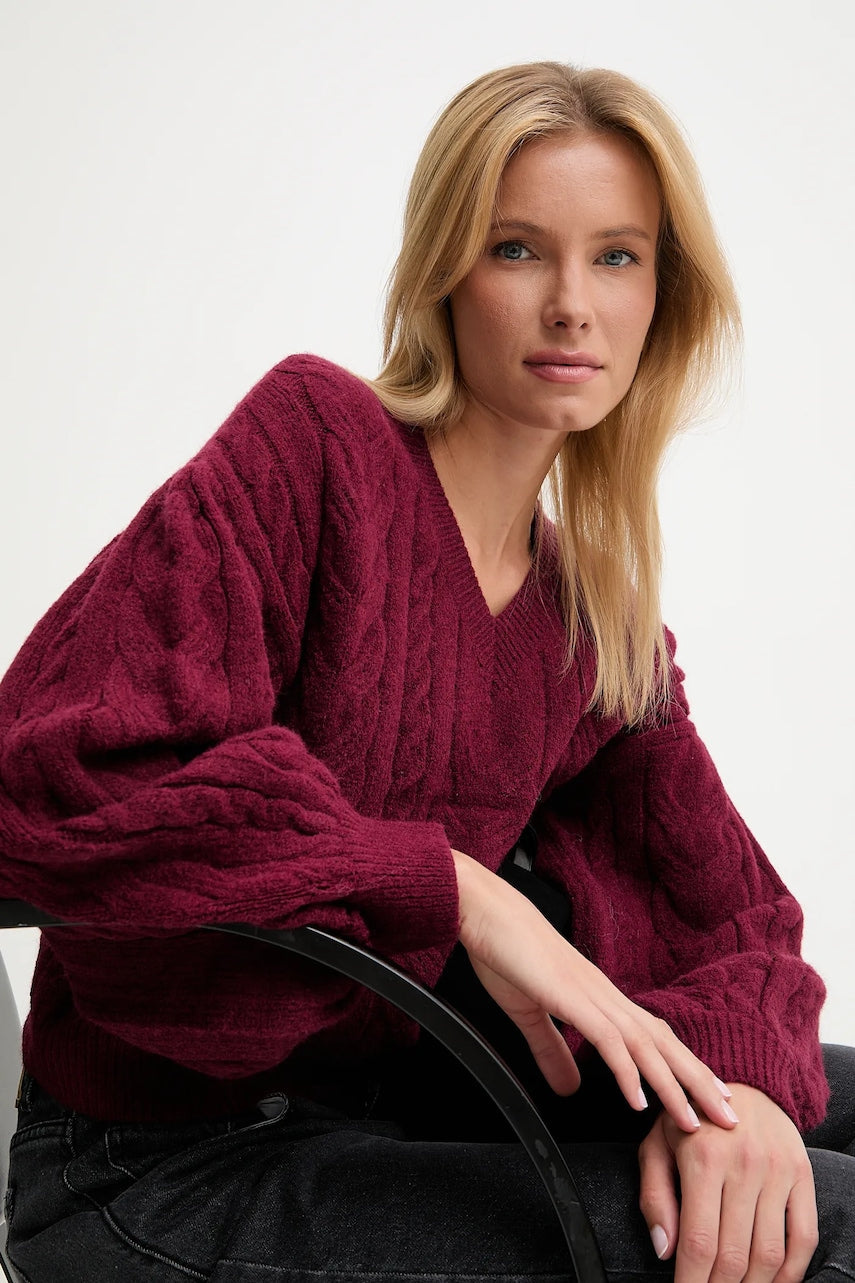 Vuneni pulover Answear.LAB boja: bordo, tople