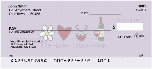 Live, Love, Laugh, Wine Is Life Personal Checks