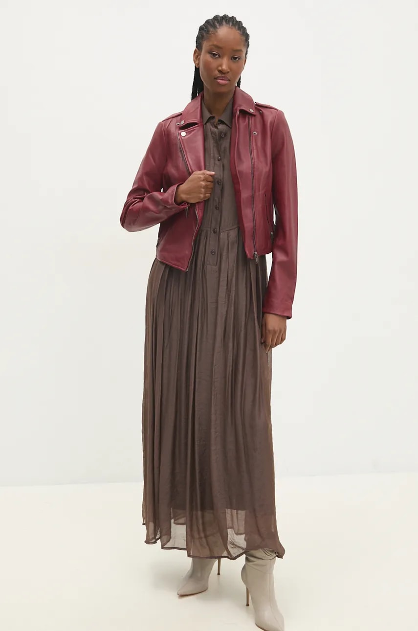 Usnjena biker jakna Answear.LAB ženska, rdeča barva