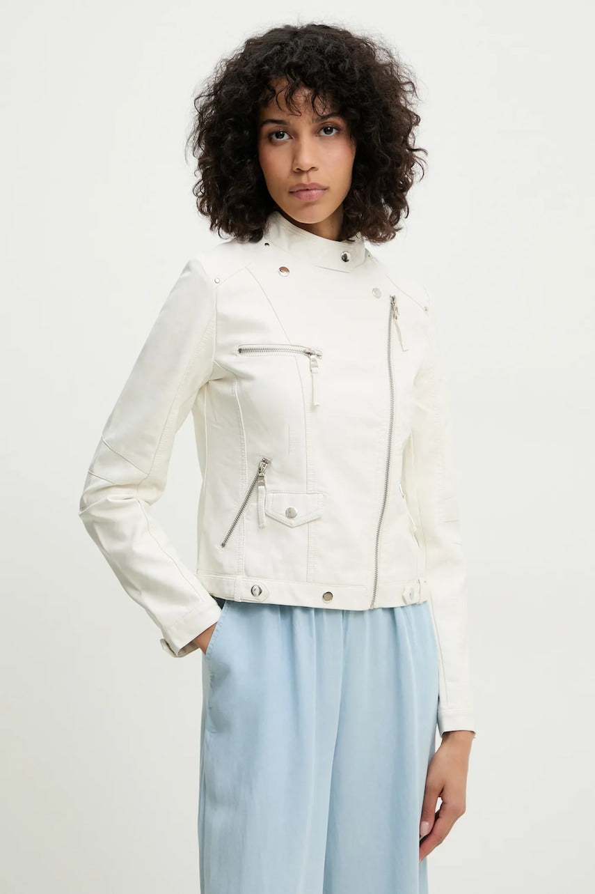 Biker jakna Answear.LAB bela barva