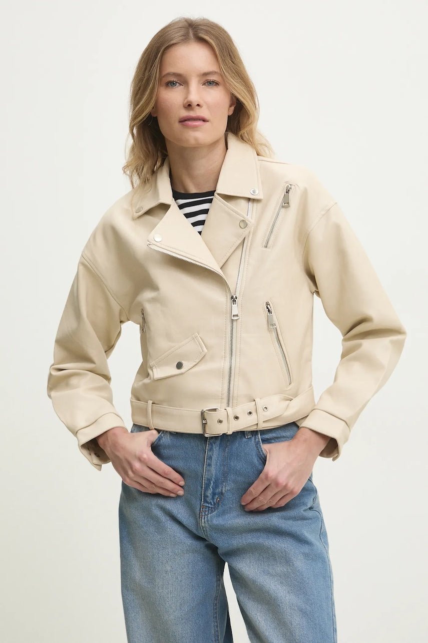 Biker jakna Answear.LAB ženska, bež barva