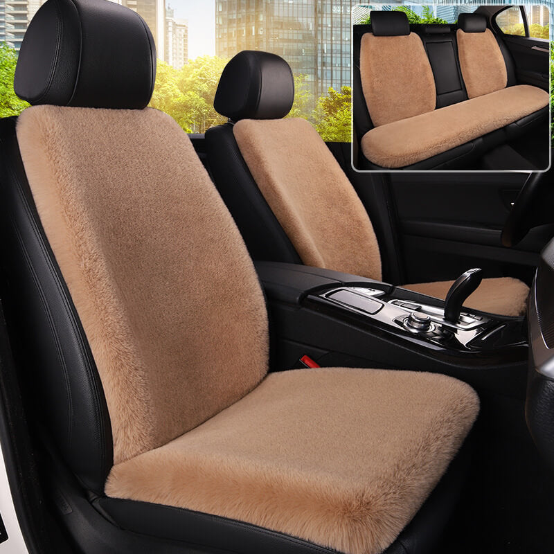 Warm Plush Universal Human Dog Car Seat Cover, Caramel - Full Set