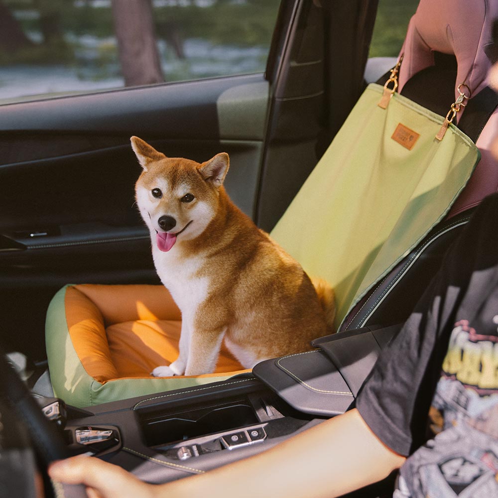 Waterproof Anti-Slip Large Dog Car Seat Cover-Urban Voyager, Orange Gree-Single Seat