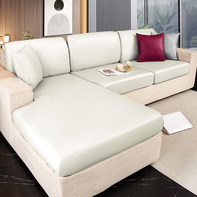 Waterproof Technology Fabric Fully Surround Anti-Scratch and Hair-Resistant Couch Cover, Beige - Seat Cover-S