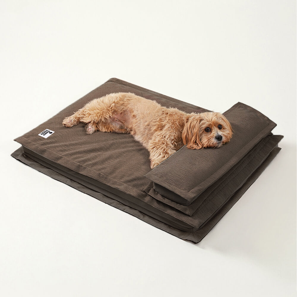 Anti-Anxiety with Sponge Support Deep Sleeping Dog Bed, Brown - M