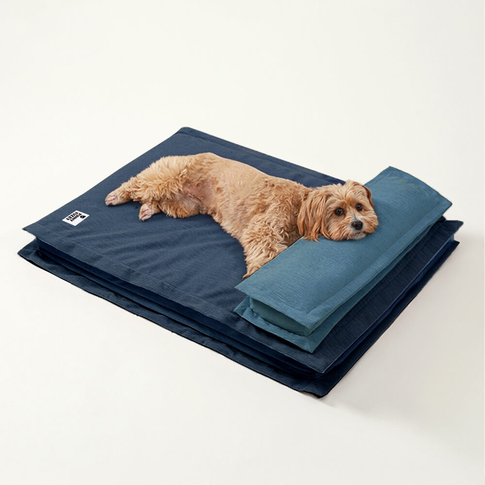 Anti-Anxiety with Sponge Support Deep Sleeping Dog Bed, Dark Blue - XL