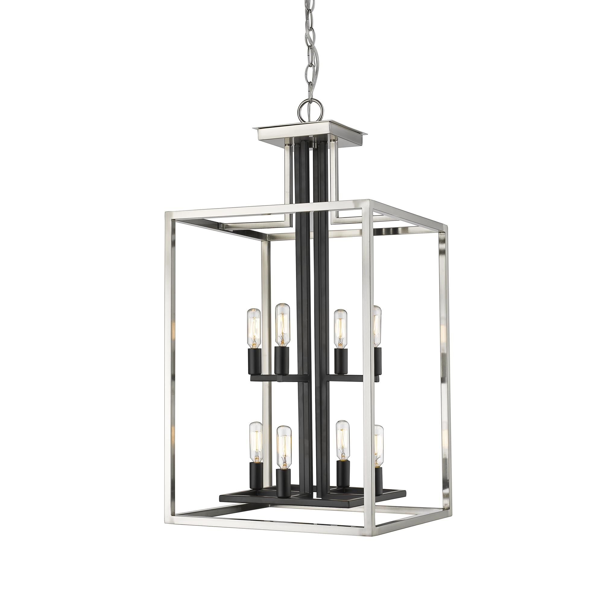 Z-Lite Quadra 15 Inch Cage Pendant Quadra - 456-8BN-BK - Modern Contemporary