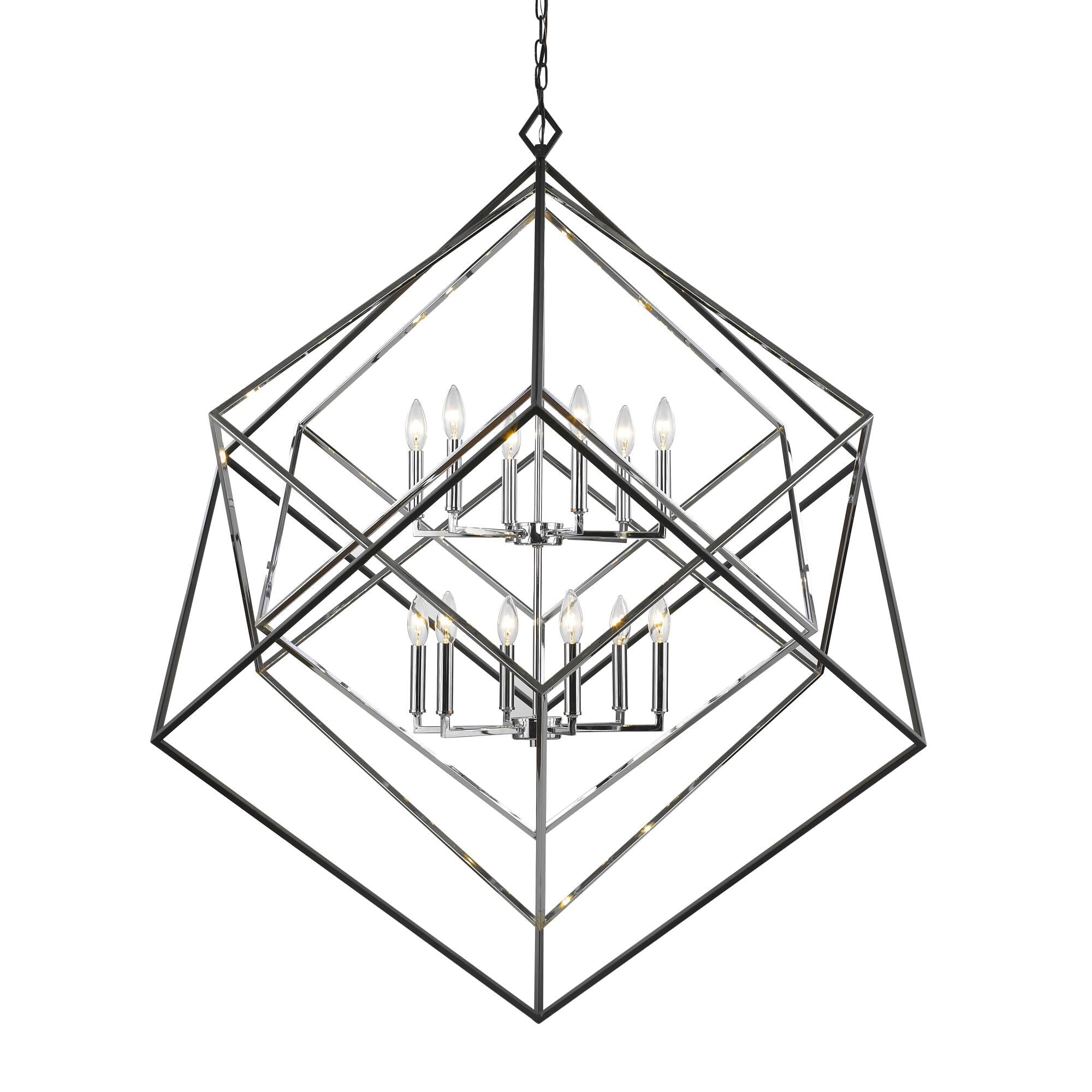 Z-Lite Euclid 47 Inch Cage Pendant Euclid - 457-12CH-MB - Whimsical