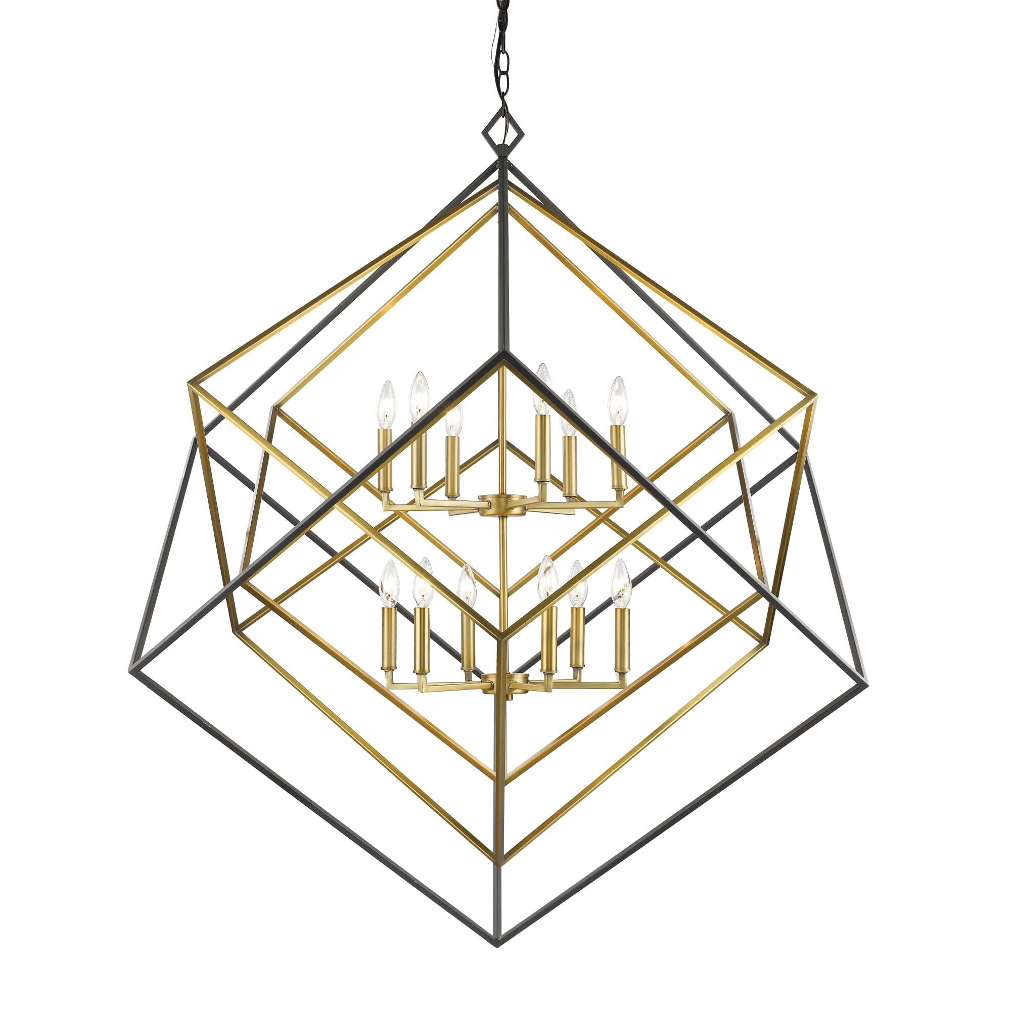 Z-Lite Euclid 47 Inch Cage Pendant Euclid - 457-12OBR-BRZ - Whimsical