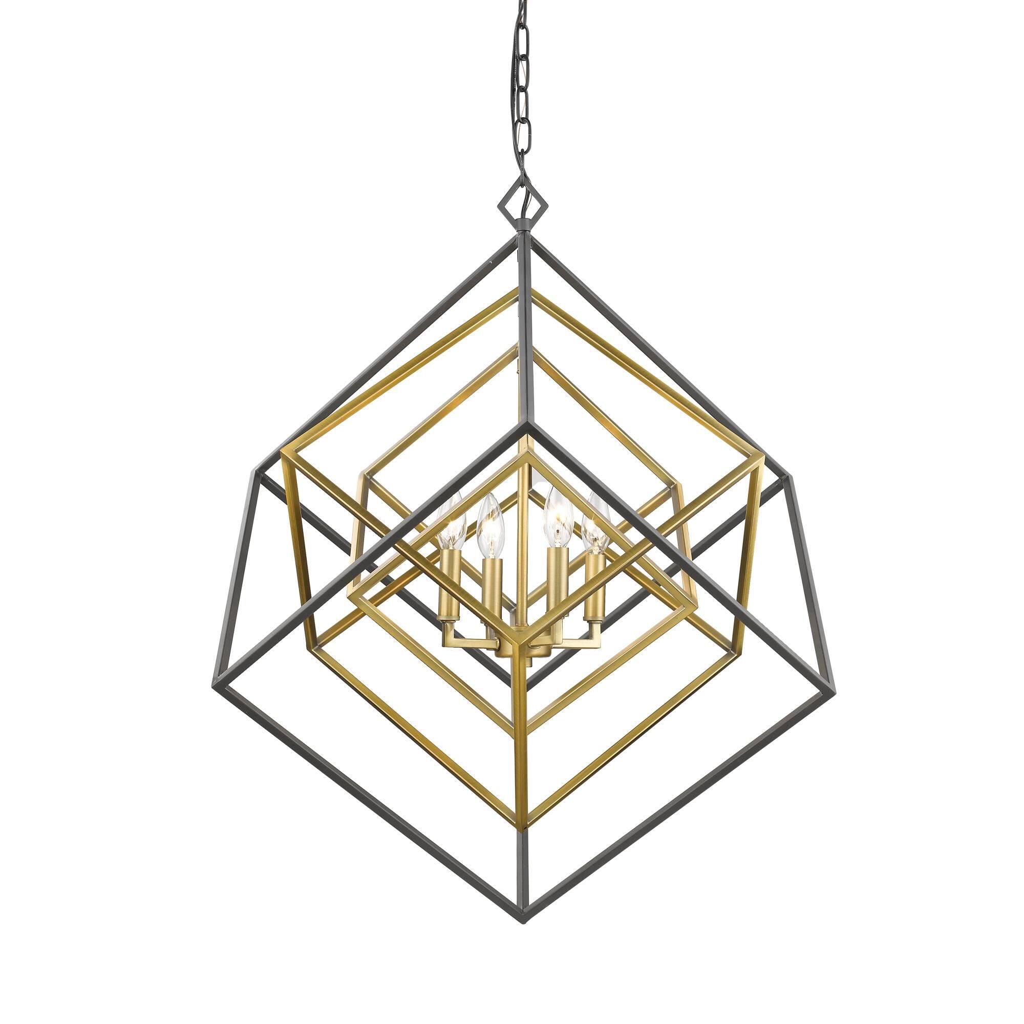 Z-Lite Euclid 29 Inch Cage Pendant Euclid - 457-4OBR-BRZ - Whimsical