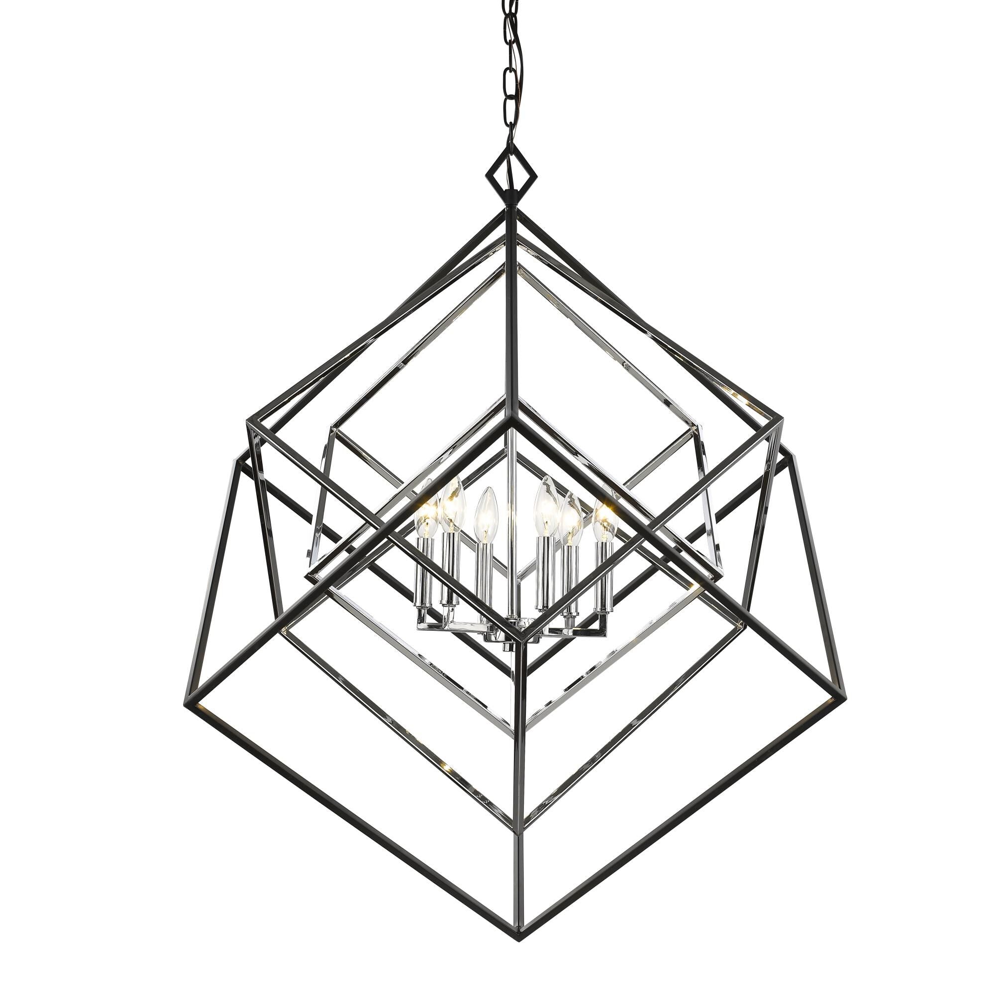 Z-Lite Euclid 35 Inch Cage Pendant Euclid - 457-6CH-MB - Whimsical