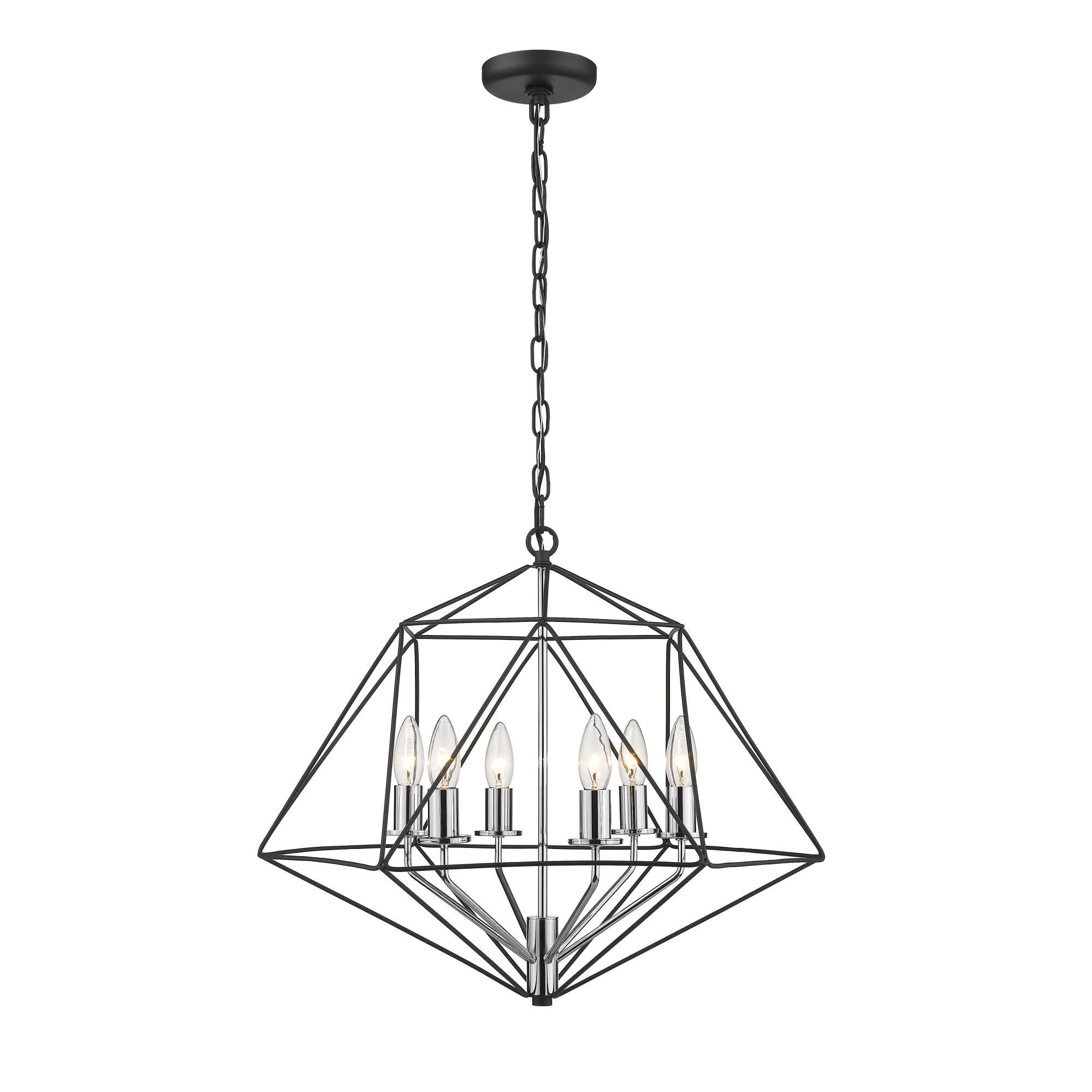 Z-Lite Geo 22 Inch Cage Pendant Geo - 918-22MB-CH - Modern Contemporary