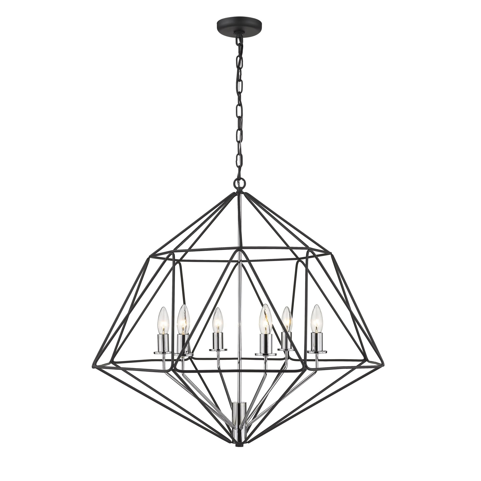 Z-Lite Geo 30 Inch Cage Pendant Geo - 918-30MB-CH - Modern Contemporary