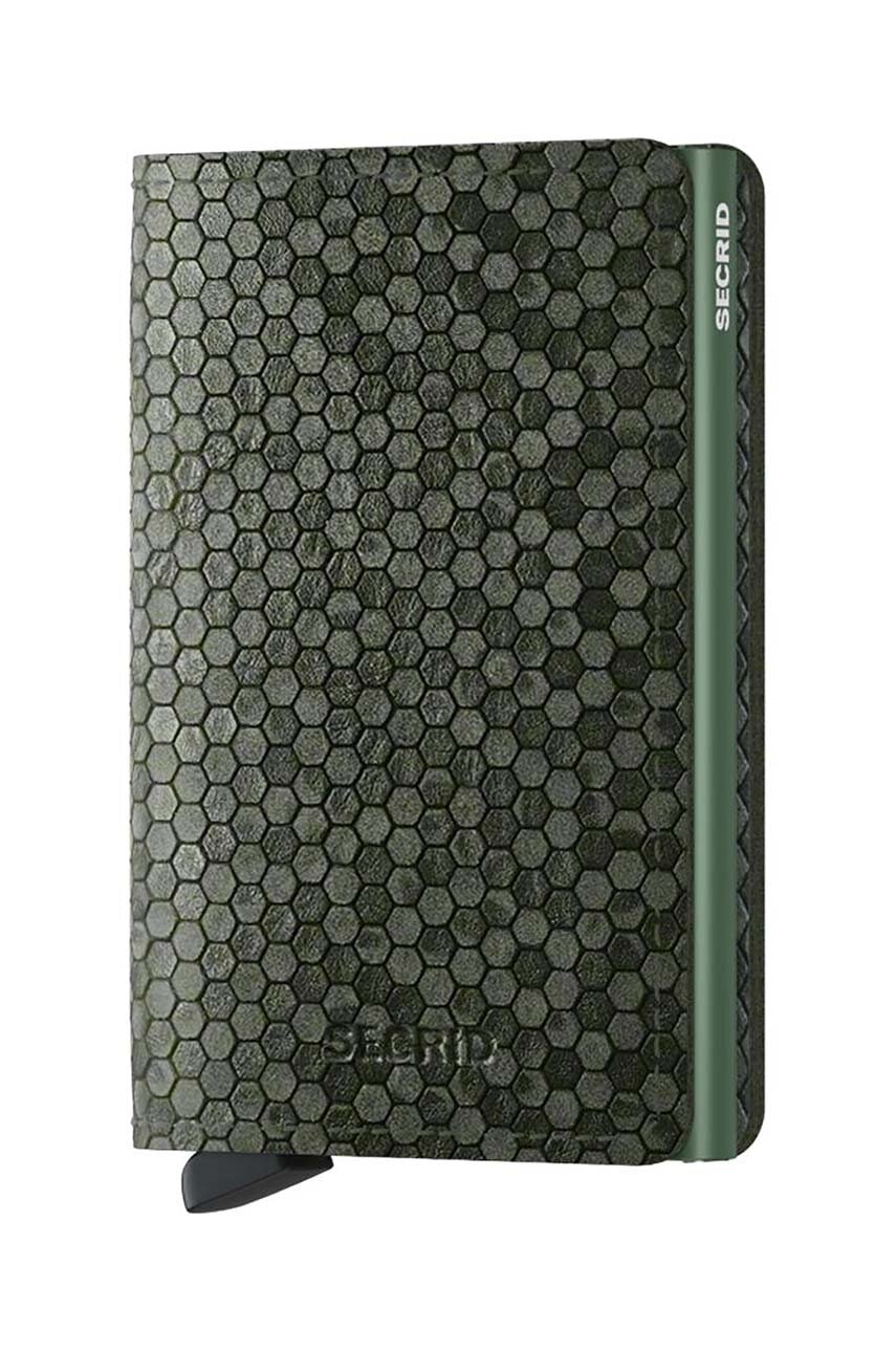 Usnjena denarnica Secrid Slimwallet Hexagon Green zelena barva