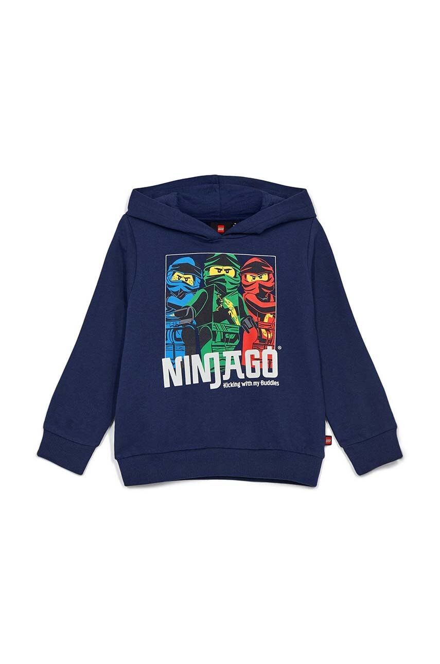 Dječja pamučna dukserica Lego boja: tamno plava, s kapuljačom, s tiskom